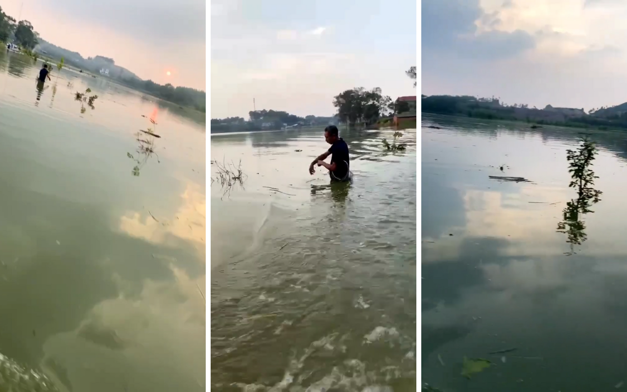 Tứ bề là nước, tài xế vẫn vô tư chở khách 