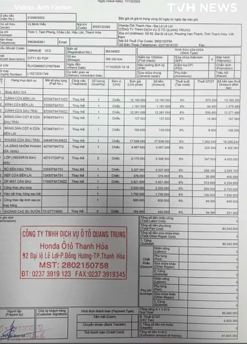 Honda Ôtô Thanh Hóa lên tiếng vụ lùm xùm báo giá lan truyền trên mạng xã hội- Ảnh 1. Honda Ôtô Thanh Hóa lên tiếng vụ lùm xùm báo giá lan truyền trên mạng xã hội- Ảnh 1.