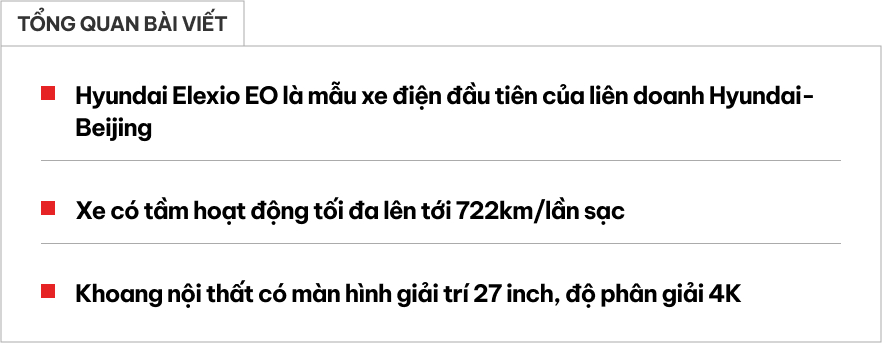 Hyundai Elexio EO ra mắt: Xe 5 chỗ mới dài ngang Tucson, màn hình 27 inch, đi hơn 700km/sạc- Ảnh 1. Hyundai Elexio EO ra mắt: Xe 5 chỗ mới dài ngang Tucson, màn hình 27 inch, đi hơn 700km/sạc- Ảnh 1.