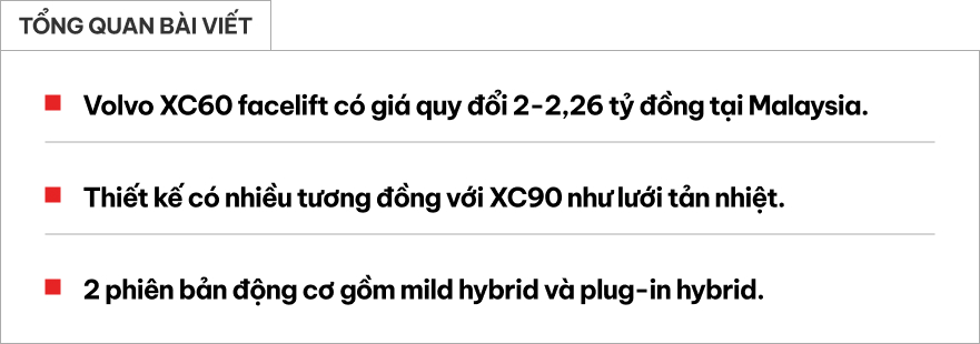 Volvo XC60 bản nâng cấp đến Đông Nam Á: Giá quy đổi từ 2 tỷ đồng, có bản PHEV chạy 89km không cần xăng- Ảnh 1.