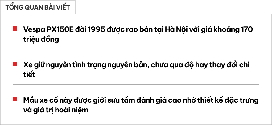 30 năm tuổi, Vespa PX150E vẫn được rao bán 170 triệu đồng, gấp đôi Honda SH- Ảnh 1.