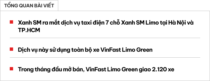 VinFast Limo Green gia nhập dịch vụ xe 7 chỗ đầu tiên của Xanh SM, có hẳn 2 màu riêng để phân biệt- Ảnh 1.