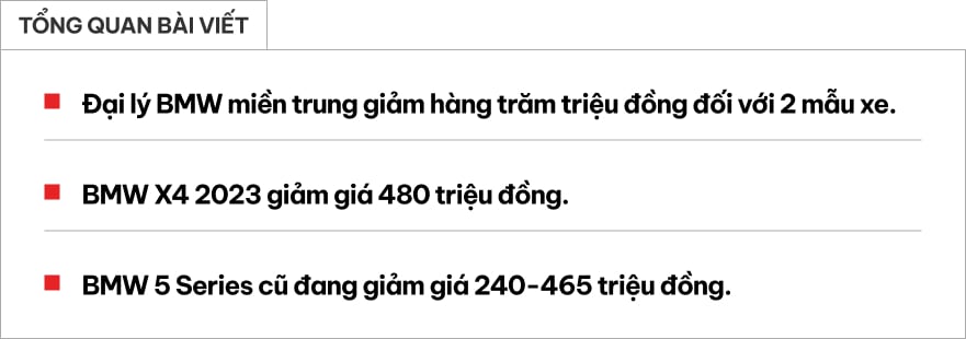 Bộ đôi BMW X4 và 5 Series giảm giá đến 480 triệu đồng tại đại lý, tiền dư ra đủ mua thêm Hyundai Grand i10 bản cao nhất- Ảnh 1.
