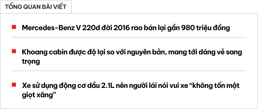 Giá chưa đến 1 tỷ đồng, chiếc Mercedes-Benz này rộng rãi như Carnival, có treo thích ứng nhưng chạy 'không tốn một giọt xăng'- Ảnh 1. Giá chưa đến 1 tỷ đồng, chiếc Mercedes-Benz này rộng rãi như Carnival, có treo thích ứng nhưng chạy 'không tốn một giọt xăng'- Ảnh 1.