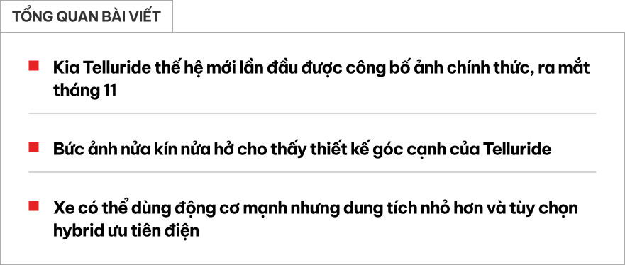Kia Telluride đời mới có ảnh chính thức đầu tiên: Thiết kế như song sinh của Palisade, ra mắt tháng sau, liệu có lỡ hẹn tiếp với khách Việt?- Ảnh 1. Kia Telluride đời mới có ảnh chính thức đầu tiên: Thiết kế như song sinh của Palisade, ra mắt tháng sau, liệu có lỡ hẹn tiếp với khách Việt?- Ảnh 1.