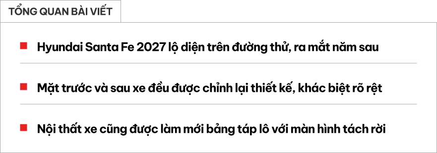 Hyundai Santa Fe để lộ thay đổi thiết kế: Mặt trước và sau được ‘đập đi xây lại’ sau nhiều tranh cãi, táp-lô cũng lột xác hoàn toàn- Ảnh 1.