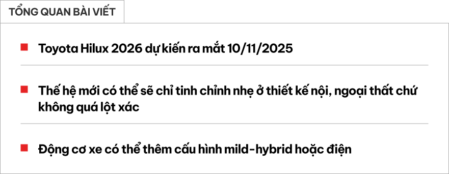 Toyota Hilux 2026 chốt ra mắt ngay tháng sau ở ngay gần Việt Nam: Nhiều thay đổi lớn cạnh tranh Ranger- Ảnh 1.