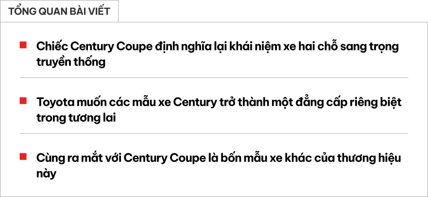 Sang tận Nhật Bản để xem Century Coupe hoàn toàn mới: Cách Toyota 'tham chiến' phân khúc siêu sang, nội thất không giống ai, có chi tiết học từ Rolls-Royce- Ảnh 1.
