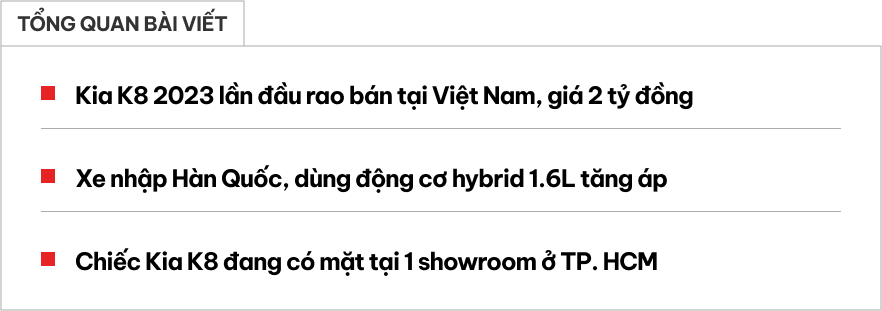 Kia K8 lần đầu được rao bán tại Việt Nam: Bản hybrid bắt đúng 'trend' sống xanh, giá gần 2 tỷ đồng, tương đương C-Class hay 330i nhưng rộng rãi hơn hẳn- Ảnh 1.