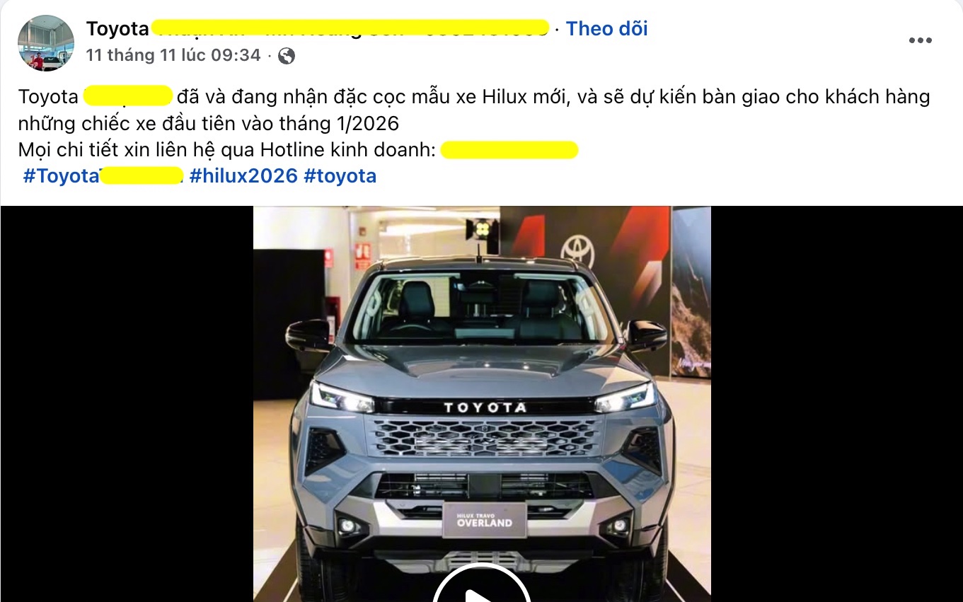 Toyota Hilux 2026 nhận cọc tại Việt Nam: Đại lý báo 3 phiên bản, giá sẽ đắt hơn, về trước Tết cạnh tranh Ranger- Ảnh 3.