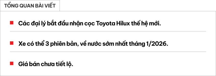Toyota Hilux 2026 nhận cọc tại Việt Nam: Đại lý báo 3 phiên bản, giá sẽ đắt hơn, về trước Tết cạnh tranh Ranger- Ảnh 1.