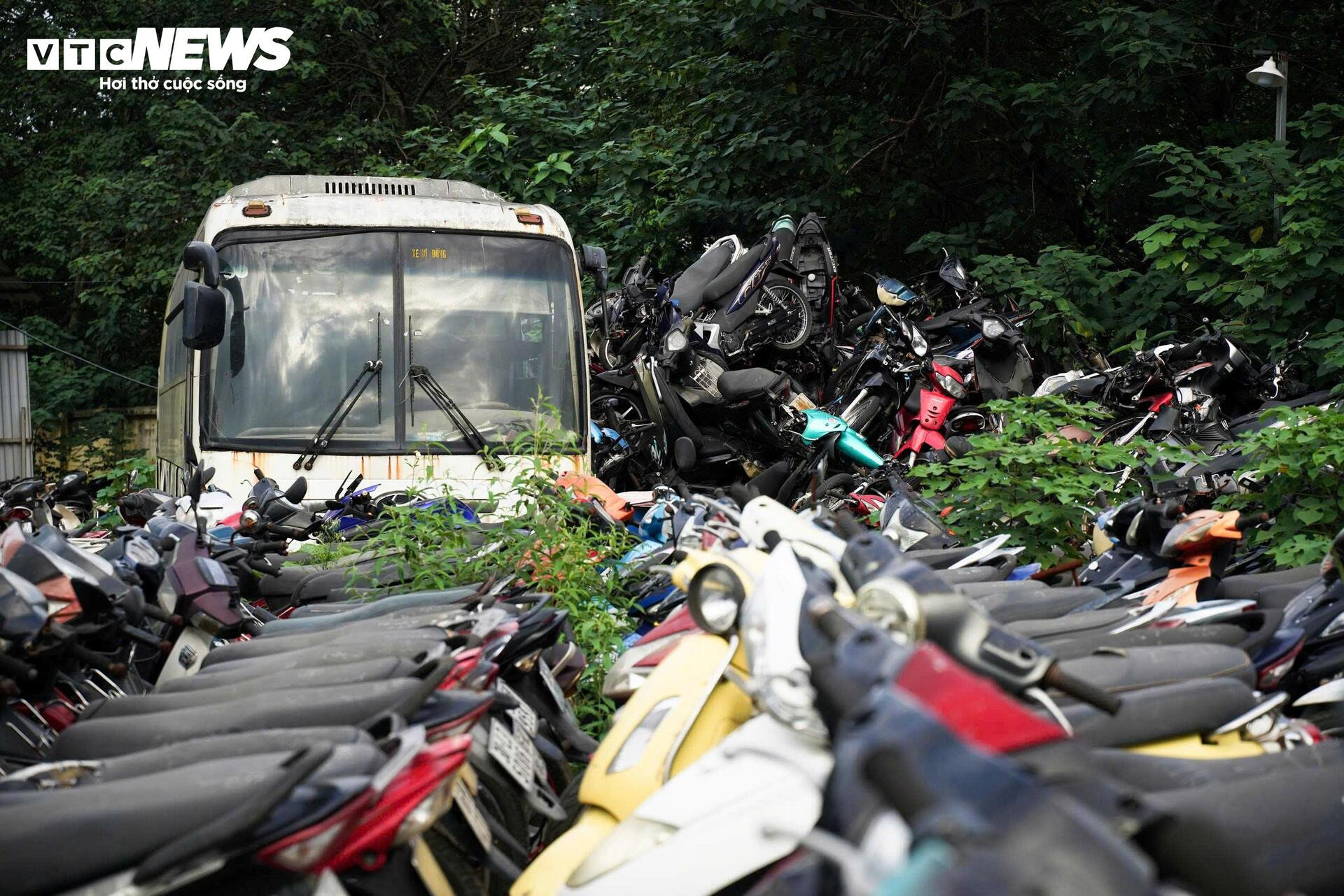Cận cảnh hàng nghìn phương tiện chất đống trong 'nghĩa địa' xe vi phạm ở Hà Nội- Ảnh 4.