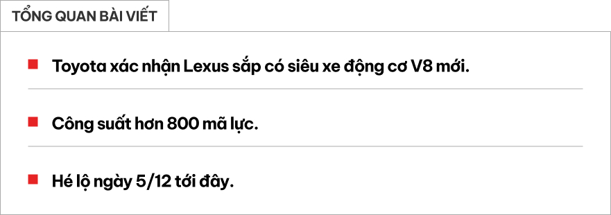 Lexus sắp có siêu xe mới: Động cơ V8 thêm mô-tơ điện, có thể mạnh hơn 800 mã lực- Ảnh 1.