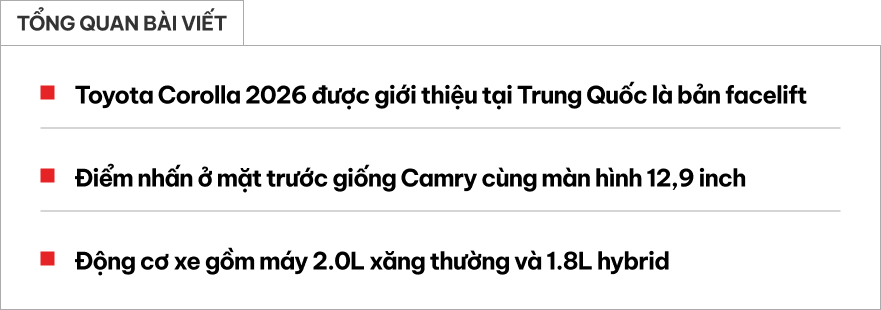 Toyota Corolla 2026 ra mắt: Mặt trước như Camry, màn hình khủng, về Việt Nam có thể vực dậy doanh số trước Civic, Mazda3- Ảnh 1.