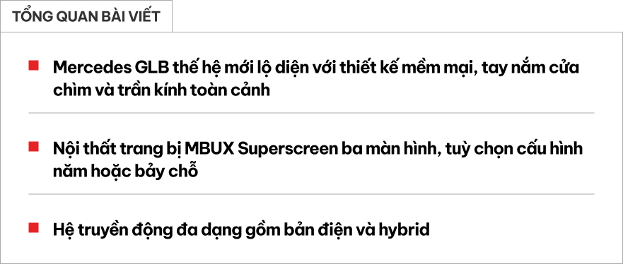 Mercedes-Benz GLB đời mới lộ diện ngoại thất rõ nét hơn: Tay nắm cửa ẩn, đèn trước như GLC, đuôi cũng lột xác- Ảnh 1. Mercedes-Benz GLB đời mới lộ diện ngoại thất rõ nét hơn: Tay nắm cửa ẩn, đèn trước như GLC, đuôi cũng lột xác- Ảnh 1.