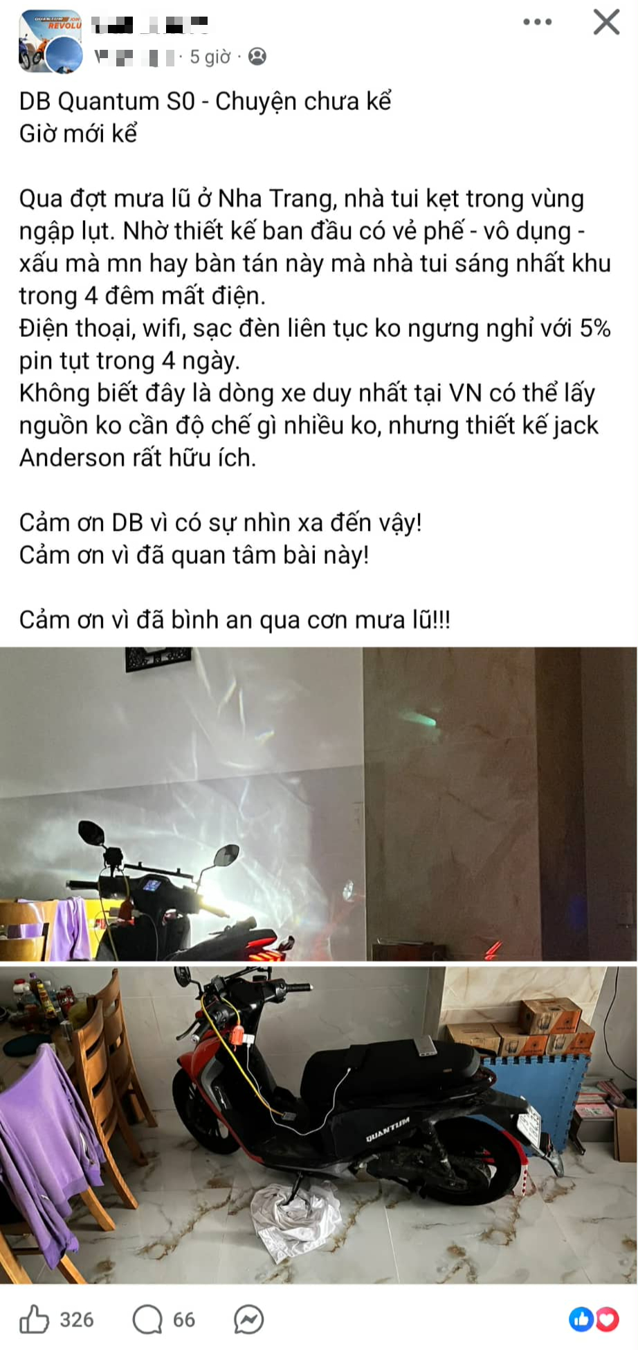 Mưa lũ mất điện nhưng nhà vẫn sáng đèn, có WiFi: Hóa ra nhờ tính năng 'ẩn' của chiếc xe máy điện này- Ảnh 1.