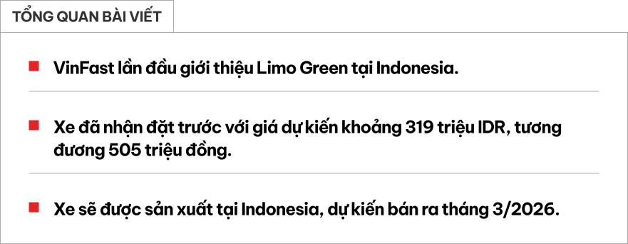 VinFast Limo Green lần đầu ra mắt tại Indonesia: Giá quy đổi hơn 505 triệu đồng, dự kiến bàn giao năm sau- Ảnh 1. VinFast Limo Green lần đầu ra mắt tại Indonesia: Giá quy đổi hơn 505 triệu đồng, dự kiến bàn giao năm sau- Ảnh 1.