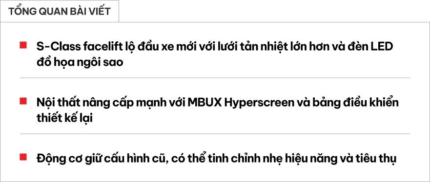 Loạt chi tiết cho thấy rõ thiết kế Mercedes-Benz S-Class mới: Cản xe tinh chỉnh, lưới tản nhiệt khổng lồ, dễ ra mắt năm sau đấu 7 Series- Ảnh 1.