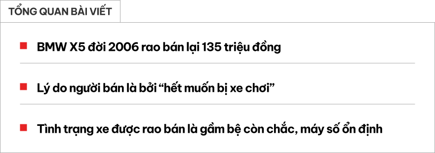 Rao BMW X5 giá 130 triệu đồng, người bán nói hết muốn chơi xe, khẳng định gầm bệ còn chắc cho ai muốn ‘nhảy hố vôi’- Ảnh 1.