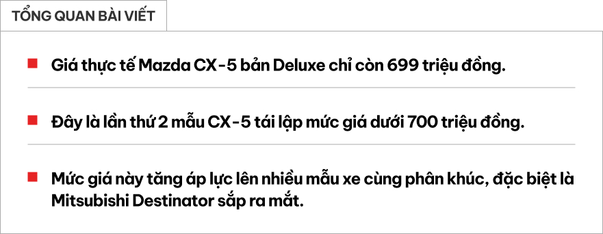 Giá bán Mazda CX-5 lại về dưới 700 triệu đồng: Thêm áp lực cho Mitsubishi Destinator sắp ra mắt- Ảnh 1. Giá bán Mazda CX-5 lại về dưới 700 triệu đồng: Thêm áp lực cho Mitsubishi Destinator sắp ra mắt- Ảnh 1.