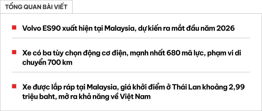 Volvo ES90 lộ diện gần Việt Nam: Sedan điện mạnh 680 mã lực, chạy 700km/sạc, ra mắt đầu năm sau- Ảnh 1.