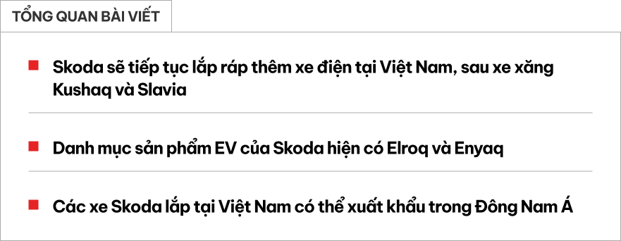 Đây là 2 xe điện Skoda có thể lắp tại Việt Nam năm sau: Mẫu nhỉnh hơn Karoq quy đổi từ 1 tỷ đồng, Enyaq có bản mới- Ảnh 1. Đây là 2 xe điện Skoda có thể lắp tại Việt Nam năm sau: Mẫu nhỉnh hơn Karoq quy đổi từ 1 tỷ đồng, Enyaq có bản mới- Ảnh 1.