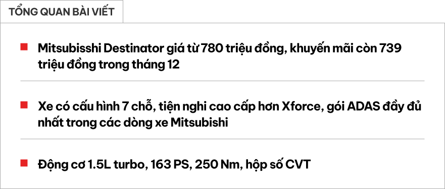 Mitsubishi Destinator ra mắt Việt Nam: Giá sau giảm từ 739 triệu đồng, 2 bản đều có ADAS, dễ thế chỗ Outlander cạnh tranh CX-5, Tucson- Ảnh 1. Mitsubishi Destinator ra mắt Việt Nam: Giá sau giảm từ 739 triệu đồng, 2 bản đều có ADAS, dễ thế chỗ Outlander cạnh tranh CX-5, Tucson- Ảnh 1.