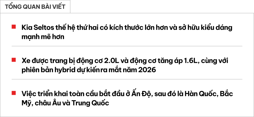 Kia Seltos thế hệ mới ra mắt: Lột xác từ ngoài vào trong, lần đầu có bản hybrid, tăng kích thước đấu Toyota Corolla Cross- Ảnh 1. Kia Seltos thế hệ mới ra mắt: Lột xác từ ngoài vào trong, lần đầu có bản hybrid, tăng kích thước đấu Toyota Corolla Cross- Ảnh 1.