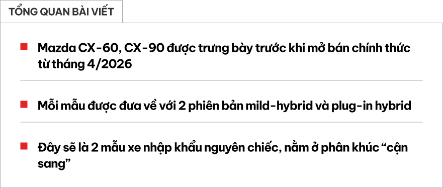 Ảnh thực tế các phiên bản Mazda CX-60, CX-90 tại Việt Nam: Phân biệt được từ ngoại hình, động cơ khác biệt, đều có ADAS- Ảnh 1. Ảnh thực tế các phiên bản Mazda CX-60, CX-90 tại Việt Nam: Phân biệt được từ ngoại hình, động cơ khác biệt, đều có ADAS- Ảnh 1.
