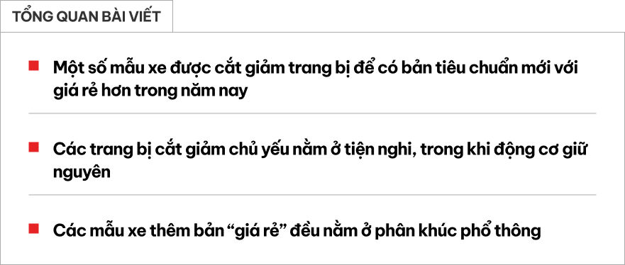 Cắt trang bị để thêm bản ‘giá rẻ’ - Chiến lược ‘câu khách’ mới của nhiều mẫu xe tại Việt Nam năm nay- Ảnh 1. Cắt trang bị để thêm bản ‘giá rẻ’ - Chiến lược ‘câu khách’ mới của nhiều mẫu xe tại Việt Nam năm nay- Ảnh 1.
