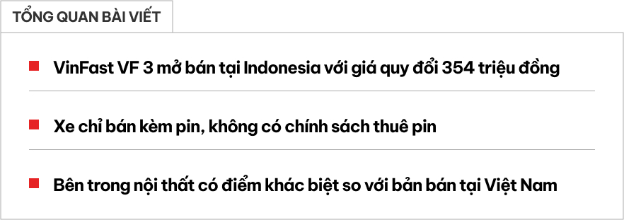 VinFast VF 3 giá quy đổi 354 triệu đồng tại Indonesia có điểm khác Việt Nam: Thêm nút trên vô lăng, bớt chức năng của điều hòa- Ảnh 1.