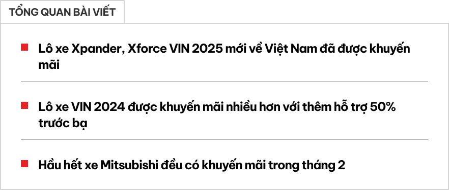 Xpander, Xforce vừa xuất xưởng đầu năm 2025 đã được khuyến mãi tại Việt Nam, nhiều nhất 45 triệu đồng- Ảnh 1.