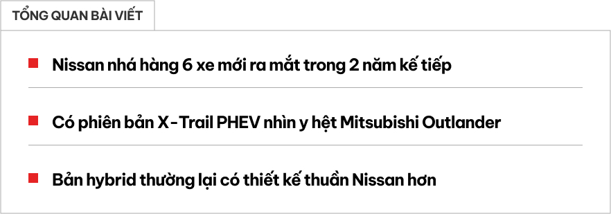 Nissan X-Trail mới được nhá hàng với 2 kiểu thiết kế: Một bản có ngoại hình y hệt… Outlander, dùng động cơ hybrid cắm sạc- Ảnh 1.