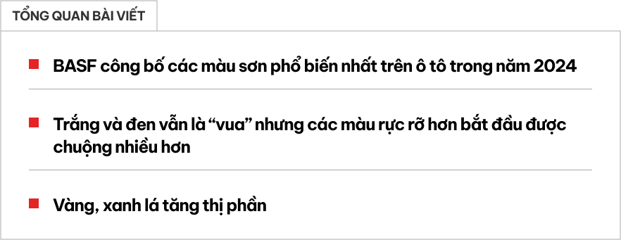 Xe màu gì được yêu thích nhất năm 2024: Có màu mới gây bất ngờ, No1 có phải màu bạn yêu thích?- Ảnh 1.