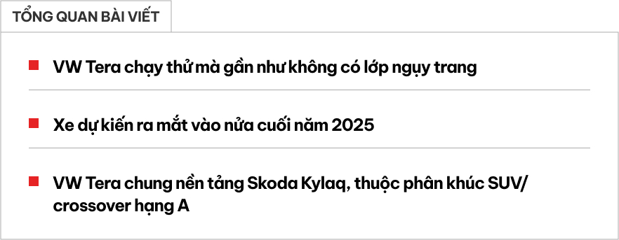 VW Tera - SUV ‘giá rẻ’ ngang cỡ Raize và Sonet lộ diện không che, dễ ra mắt ngay năm nay- Ảnh 1.