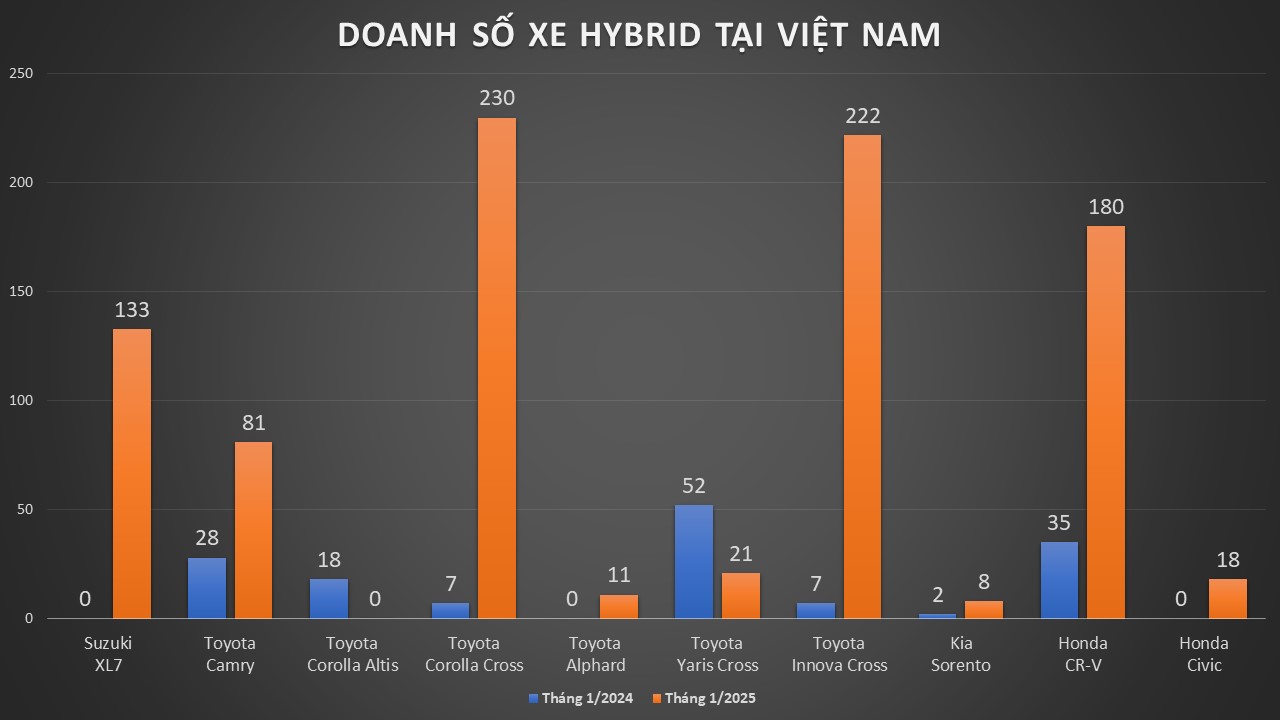 Top xe hybrid bán chạy T1/2025: Innova Cross tăng 30 lần vẫn thua Corolla Cross, XL7 chưa thay được Ertiga- Ảnh 3.