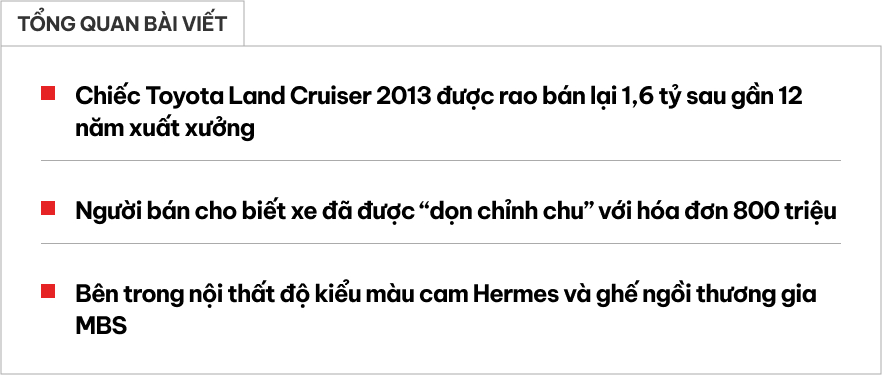 Rao Toyota Land Cruiser độ ghế thương gia kiểu Hermes giá gần 1,6 tỷ đồng, người bán tiết lộ: Đã được bảo dưỡng toàn bộ mất gần 800 triệu đồng- Ảnh 1.