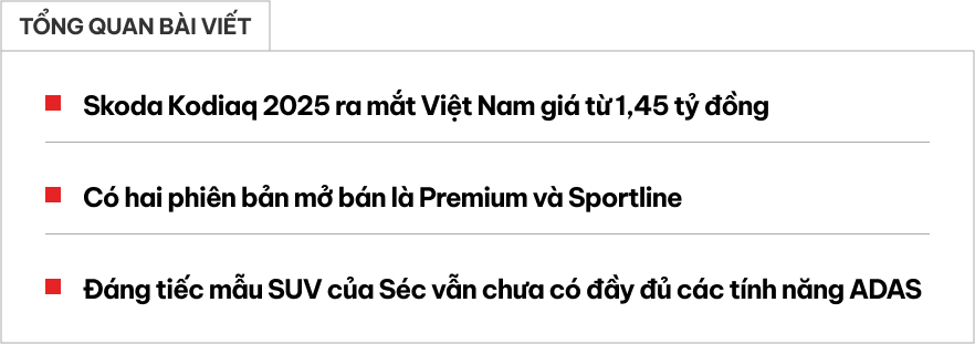 Skoda Kodiaq 2025 chốt giá từ 1,45 tỷ tại Việt Nam: 2 phiên bản, đều AWD, cạnh tranh Santa Fe với giá tiệm cận Palisade- Ảnh 1.