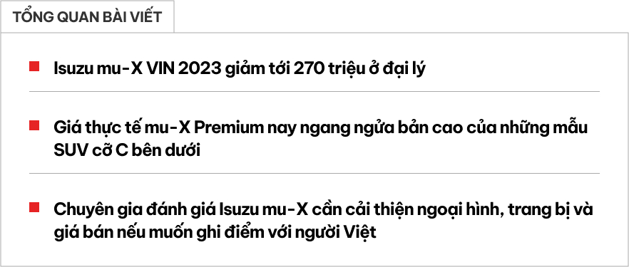 Xả kho, Isuzu mu-X giảm giá tới 270 triệu đồng tại đại lý, bản cao nay ngang CX-5, Tucson nằm phân khúc dưới- Ảnh 1.