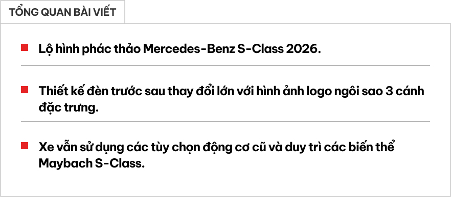 Ảnh phác thảo Mercedes-Benz S-Class 2026: Đèn chiếu sáng hình sao, sẽ có màn hình lớn giống EQS- Ảnh 1.