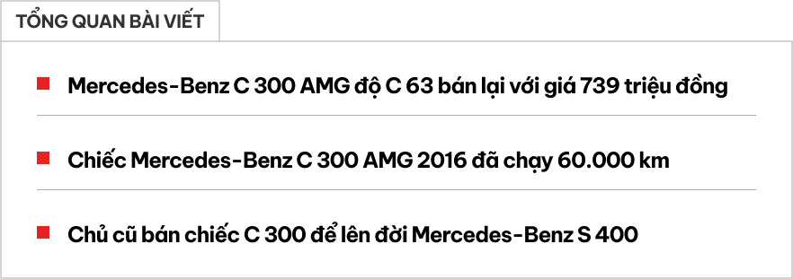 Độ Mercedes-Benz C 300 lên body C 63 AMG rồi ‘sang tay’ với giá 739 triệu, người bán tâm sự: ‘Riêng mâm đã ngang Honda Lead, giá này tội gì mua Mazda’- Ảnh 1.