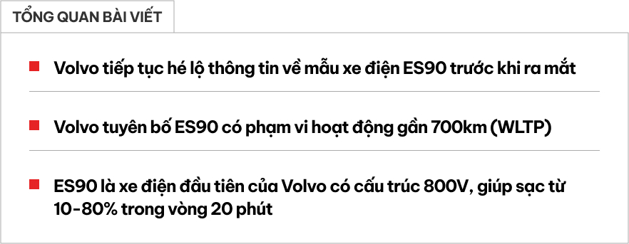 Volvo ES90 lộ thêm thông số: Pin nhỏ hơn nhưng chạy xa hơn EX90, đủ chạy Hà Nội-Huế không cần vào trạm, chỉ 10 phút sạc đi được 300km- Ảnh 1.