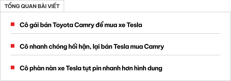 Hối hận vì mua Tesla cũ sai odo và pin tụt nhanh, Gen Z bán rồi đổi sang Camry- Ảnh 1. Hối hận vì mua Tesla cũ sai odo và pin tụt nhanh, Gen Z bán rồi đổi sang Camry- Ảnh 1.