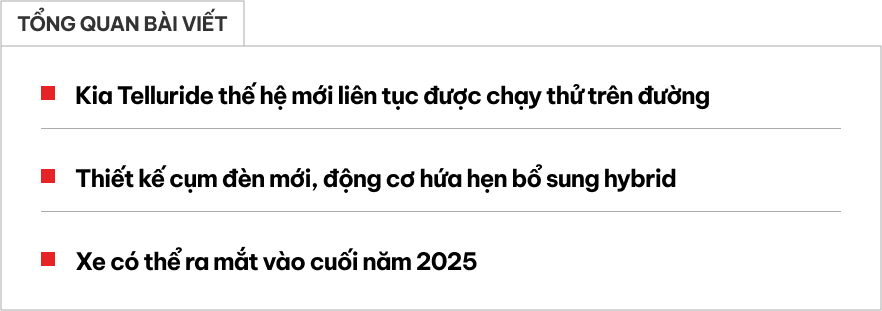 Kia Telluride từng lộ giá 2,7 tỷ tại Việt Nam đã có đời mới chạy thử trên đường, ra mắt cuối năm nay cạnh tranh Palisade, Explorer- Ảnh 1.