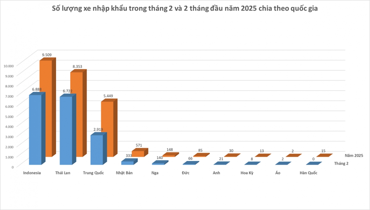 Việt Nam nhập khẩu ô tô từ nước nào nhiều nhất trong tháng 2/2025?- Ảnh 1.