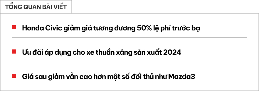 Honda Civic đẩy hàng, giá còn từ 749 triệu đồng, vẫn đắt hơn Mazda3 bản cao nhất; khuyến mãi khủng nhưng khách hàng phải thỏa mãn một điều- Ảnh 1.