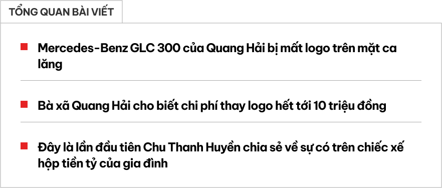 Mercedes-Benz GLC 300 của Quang Hải bị bóc mất logo, vợ danh thủ cho biết phải mua lại hết 10 triệu- Ảnh 1. Mercedes-Benz GLC 300 của Quang Hải bị bóc mất logo, vợ danh thủ cho biết phải mua lại hết 10 triệu- Ảnh 1.