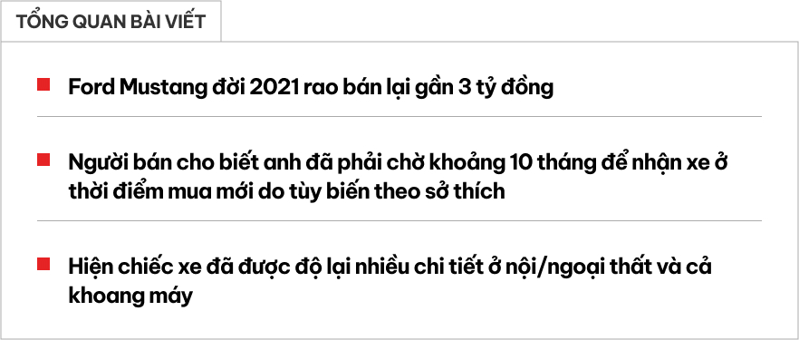 Rao Ford Mustang hàng hiếm giá gần 3 tỷ, chủ xe chia sẻ: ‘Chờ 10 tháng để đặt xe, đổi vì không còn hợp nhu cầu’- Ảnh 1.