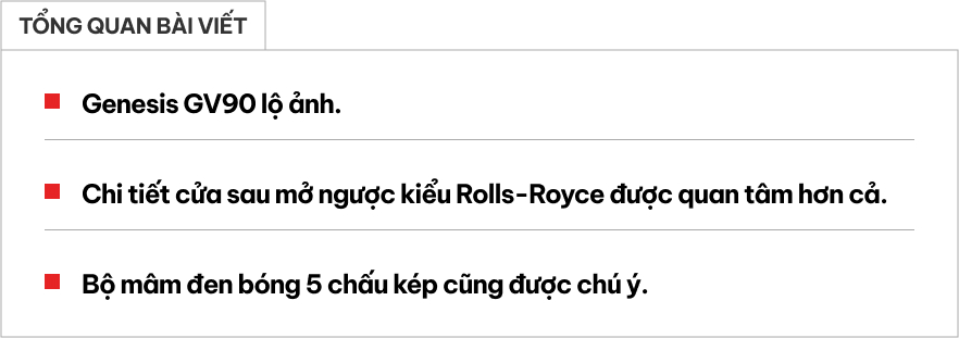 Genesis GV90 lộ ảnh, xe điện hạng sang có chi tiết là đặc trưng của Rolls-Royce- Ảnh 1.