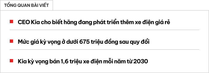 Chưa hài lòng với 'Seltos điện', Kia sẽ làm xe điện giá rẻ cỡ Morning, dự kiến ra mắt 2026- Ảnh 1.